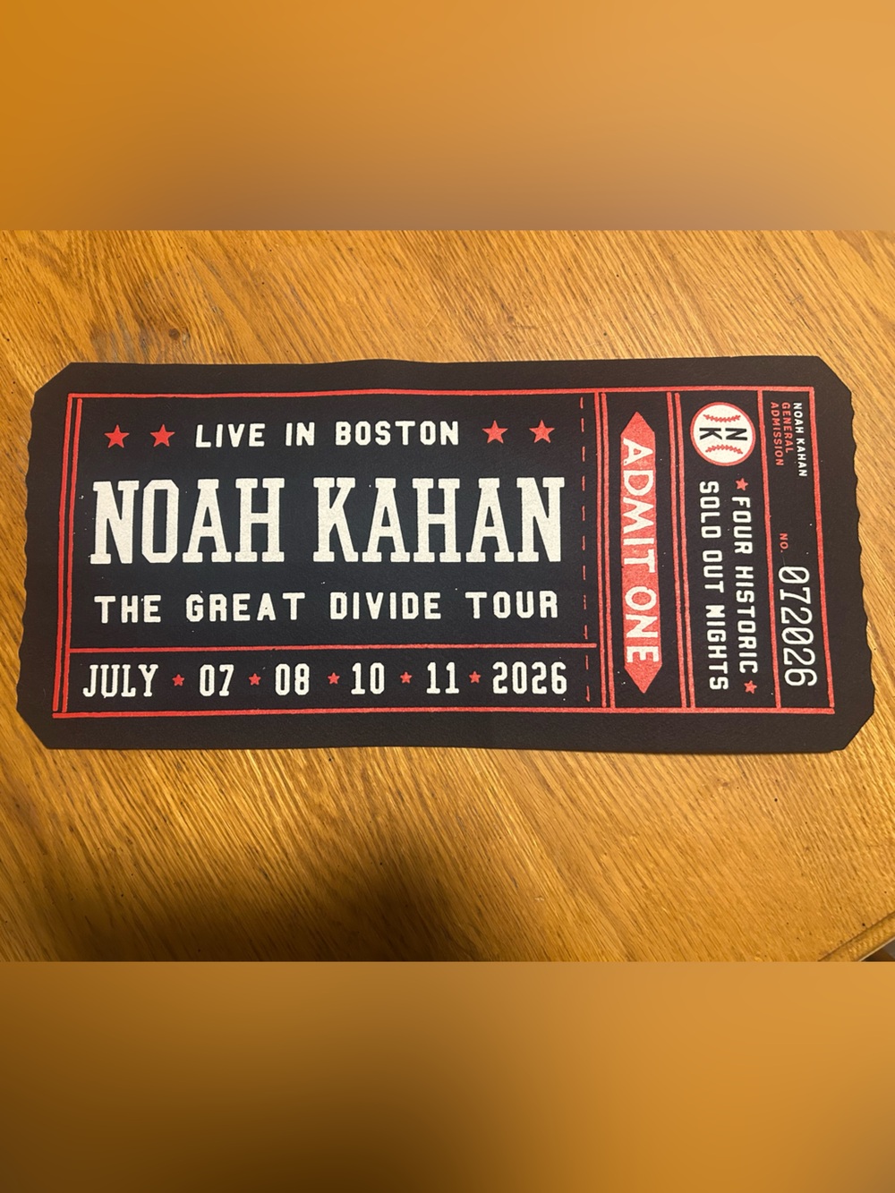 Noah Kahan Fenway Park Pennant